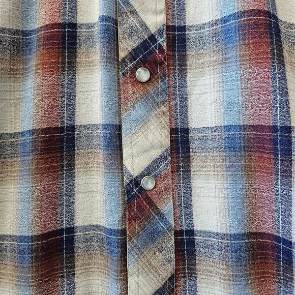 Vintage Men's Rocking K Ranchwear Kennington Plaid Pearl Snap Size Medium - Picture 7 of 11